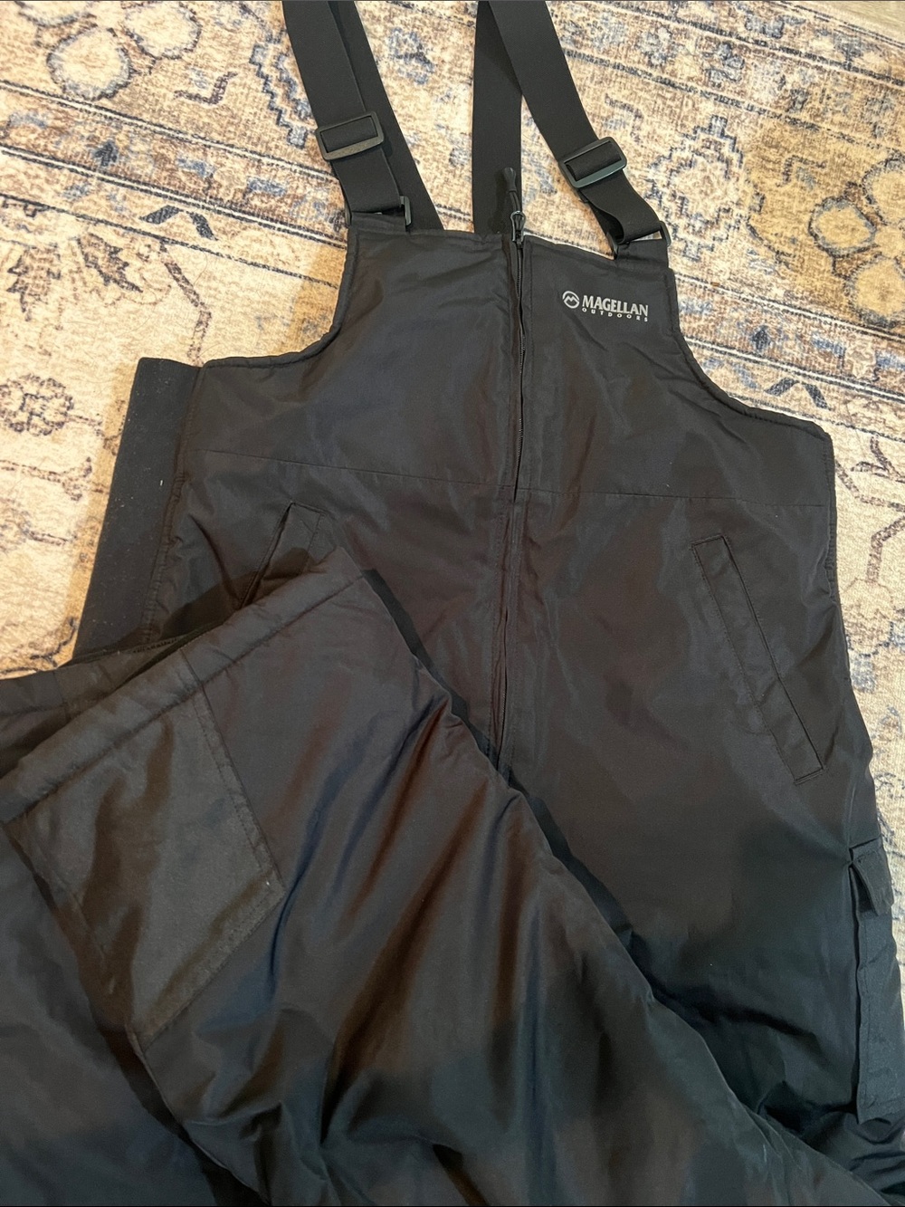 Magellan Outdoors Black Bib Snow Overalls with Adjustable Straps